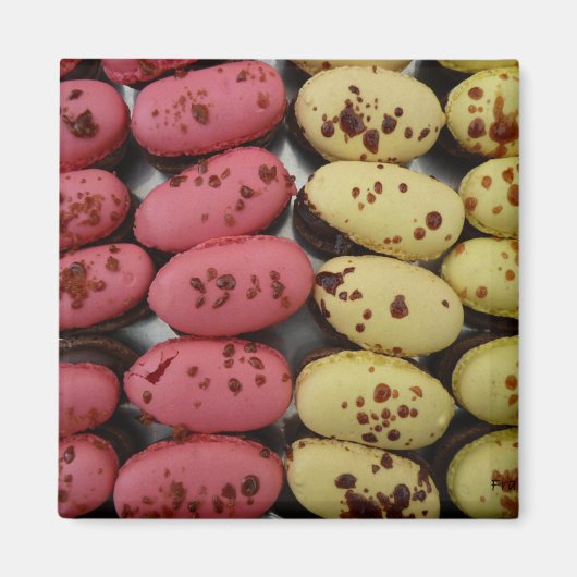 Rosa und gelbe Schokoladenboote Magnet (Vorne)