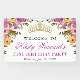 Rosa und Gelbe Sommerblumen Geburtstag Banner