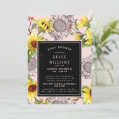 Rosa und gelbe Sonnenblume Kinderdusche Einladung (Stehend Vorderseite)
