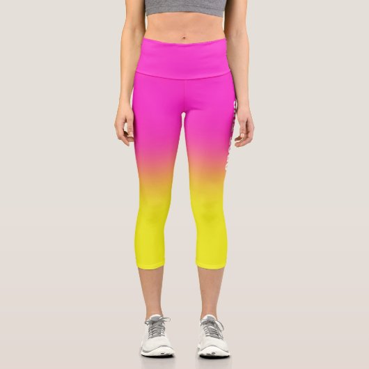 Rosa und gelbe Sonnenuntergänge Individuelle Name Capri Leggings (Vorderseite)