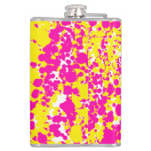 Rosa und gelbe Spattermuster Flachmann (Rückseite)