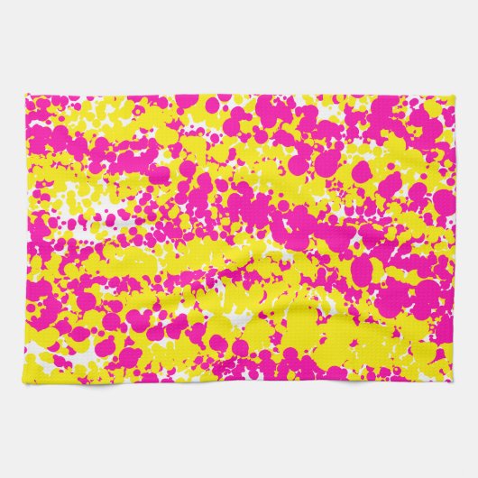 Rosa und gelbe Spattermuster Geschirrtuch (Horizontal)