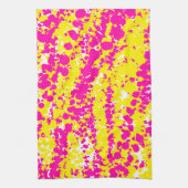 Rosa und gelbe Spattermuster Geschirrtuch (Vertikal)