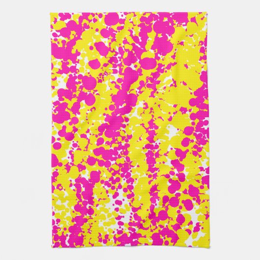 Rosa und gelbe Spattermuster Geschirrtuch (Vertikal)