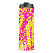 Rosa und gelbe Spattermuster Thermosbecher (Vorderseite)