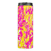 Rosa und gelbe Spattermuster Thermosbecher (Rückseite)