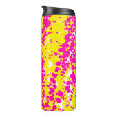 Rosa und gelbe Spattermuster Thermosbecher (Nach rechts gedreht)