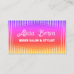 Rosa und gelbe Streifen gemusterter Stylist Visitenkarte