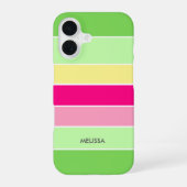 Rosa und gelbe Streifen Monogramm Gehäuse iPhone 16 Hülle (Rückseite)
