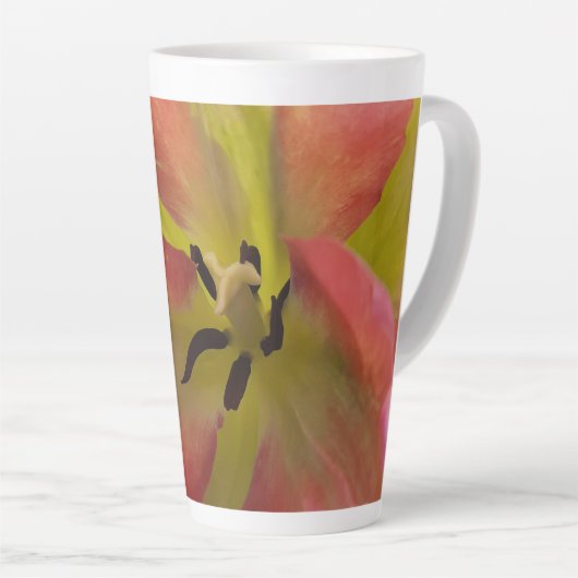 Rosa und gelbe Tulip Latte Tasse (Rechte Ecke)