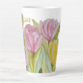 Rosa und gelbe Tulip Latte Tasse (Vorderseite)