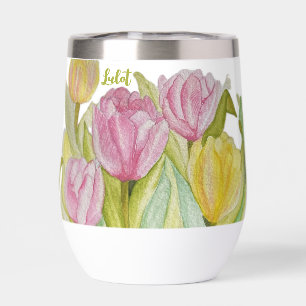 Rosa und gelbe Tulip Wasser Flasche