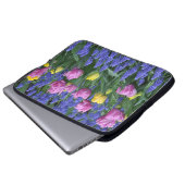 Rosa und gelbe Tulpen Laptopschutzhülle (Vorne Knopf)