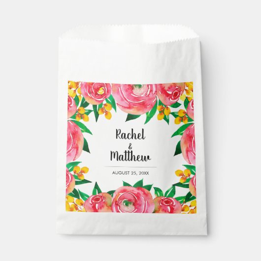 Rosa und gelbe Wasserfarbe Blumenzwiebeln Napkins Geschenktütchen (Vorderseite)