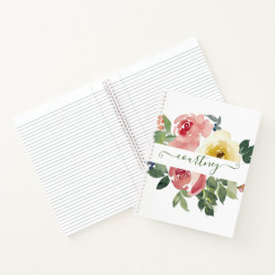 Rosa und gelbe Wasserfarbe floral personalisiert   Notizblock