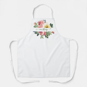 Rosa und gelbe Wasserfarbe floral personalisiert Schürze