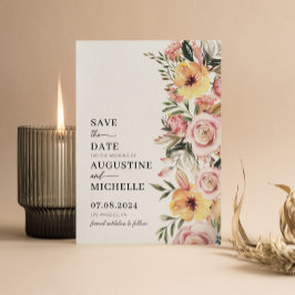 Rosa und gelbe Wasserfarben Frühjahrssonne Save The Date