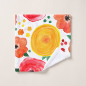 Rosa und gelbe Wasserfarben Handtücher aus Blumen (Waschlappen)