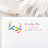 Rosa und gelbe Wasserfarben Vögel und Blume (Insitu)