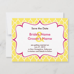 Rosa und gelbe wellenförmige Save-the-Date-Einladu Save The Date