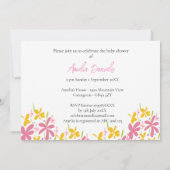 Rosa und gelbe Wildblume Baby in Blüte Einladung (Rückseite)