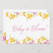 Rosa und gelbe Wildblume Baby in Blüte Einladung (Vorne/Hinten)