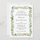 Rosa und gelbe Wildblumen und Grüne Hochzeit Einladung (Vorderseite)