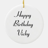 Rosa und gelbe Zinnien - Geburt Keramik Ornament (Hinten)