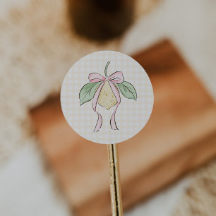 Rosa und gelbe Zitronen-Baby-Party Runder Aufkleber