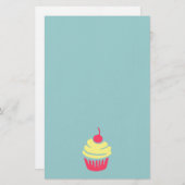 Rosa und gelber Kuchen oben mit Kirsche Briefpapier (Vorne/Hinten)