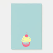 Rosa und gelber Kuchen oben mit Kirsche Post-it Klebezettel (Vorderseite)