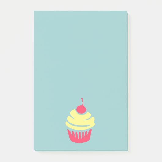 Rosa und gelber Kuchen oben mit Kirsche Post-it Klebezettel (Vorderseite)