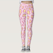 Rosa und gelber Leopard Leggings (Vorderseite)