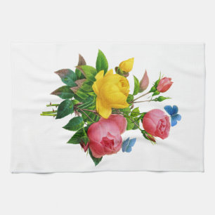 Rosa und gelber Rosen-Blumenstrauß durch Redoute Handtuch