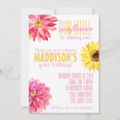 Rosa und gelber Sonnenblumegeburtstag Einladung (Vorderseite)