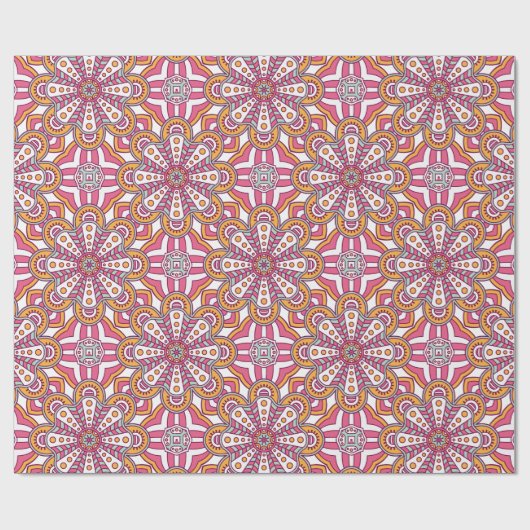 Rosa und gelber Zirkel Mandala Geschenkpapier (Flach)