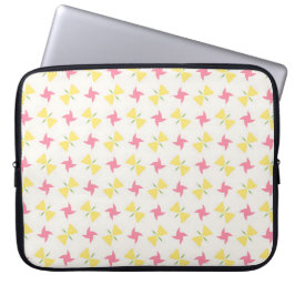 Rosa und gelbes Blumenmuster mit Windradmotiv Laptopschutzhülle