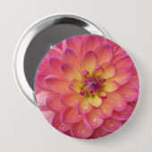 Rosa und gelbes Dahlienmuster Button (Vorne & Hinten)