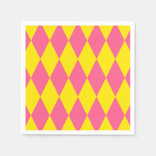 Rosa und gelbes Harlekin-Karomuster  Serviette (Vorderseite)