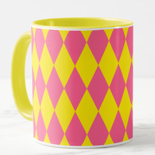 Rosa und gelbes Harlekin-Karuomuster-Design  Tasse