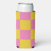 rosa und gelbes kariertes Muster Selters Dosenkühler (Seltzer Vorderseite)