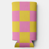 rosa und gelbes kariertes Muster Selters Dosenkühler (Rückseite)
