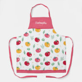 Rosa und gelbes Tomatenmuster Küche Schürze (Vorderseite)