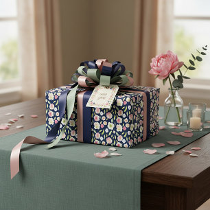 Rosa und gelbes Wasserfarben-Blumenmuster Geschenkpapier