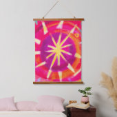 Rosa und Gelbrad Wandteppich Mit Holzrahmen (Schlafzimmer)