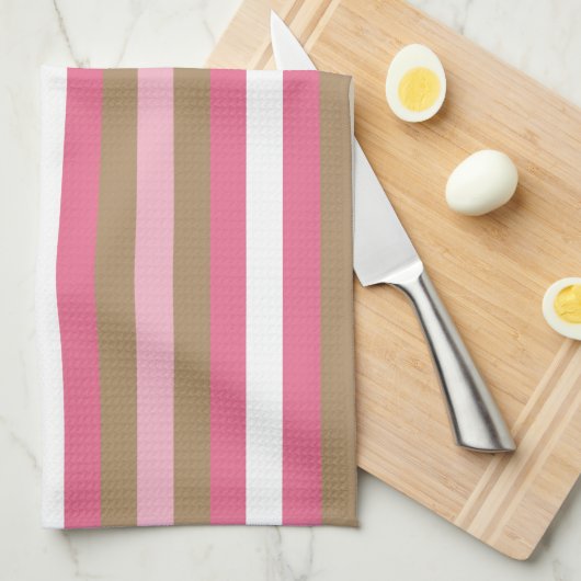 Rosa und gestreiftes Geschirrtuch Browns (Viertel Falte)