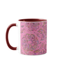 Rosa und gezeichnete Blume Tasse