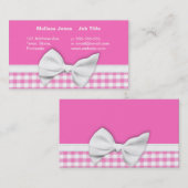 Rosa und girly Gingham mit Bandbogen Visitenkarte (Vorne/Hinten)