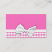Rosa und girly Gingham mit Bandbogen Visitenkarte (Rückseite)