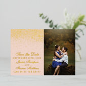 Rosa und Glam Confetti Foto Save the Date Folieneinladung (Stehend vorne)